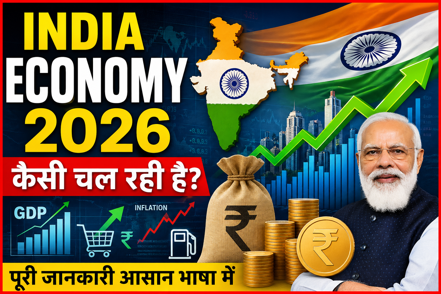 India economy 2026 growth GDP inflation rupee analysis simple bhasha me India economic condition 2026