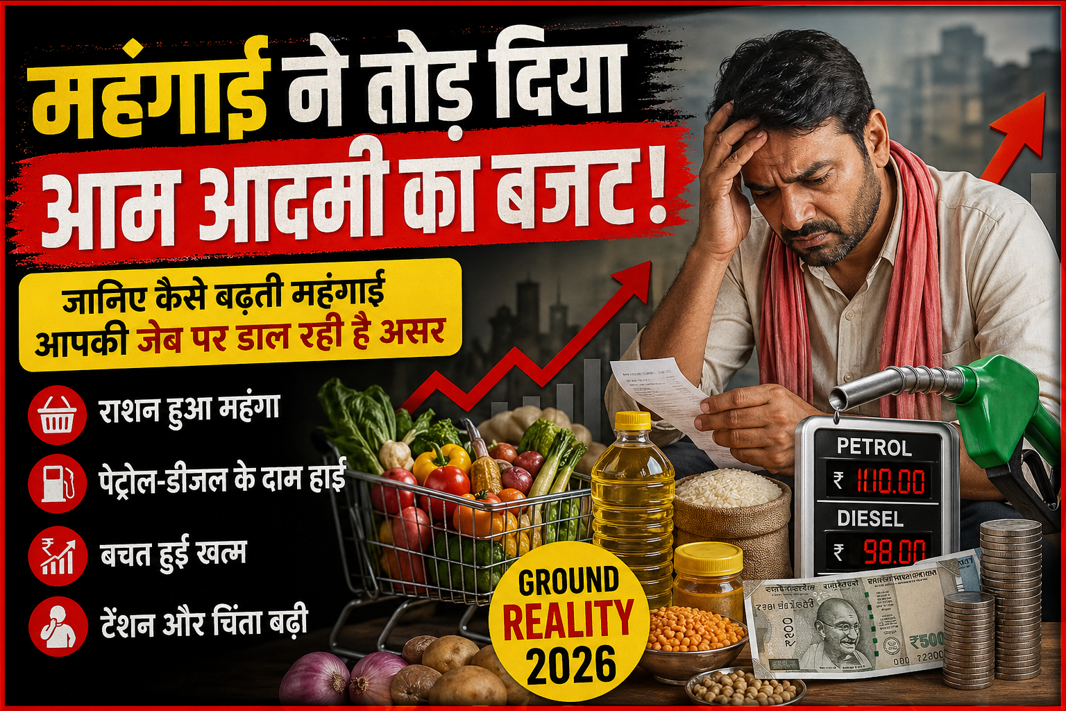 Mehengai badhne se aam aadmi ka budget toot raha hai India inflation concept image